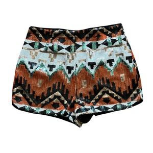 Jealous Tomato Aztec Sequin Shorts